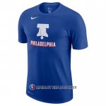 Maillot Manche Courte Philadelphia 76ers Ville 2020-21 Bleu