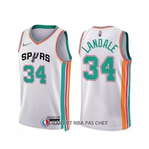 Maillot San Antonio Spurs Jock Landale NO 34 Ville 2021-22 Blanc