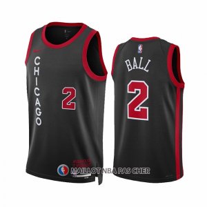 Maillot Chicago Bulls Lonzo Ball NO 2 Ville 2023-24 Noir