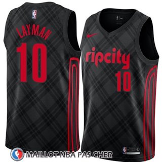 Maillot Portland Trail Blazers Jake Layman No 10 Ciudad 2018 Noir