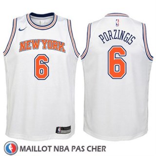 Maillot Enfant New York Knicks Kristaps Porzingis No 6 2017-18 Blanc