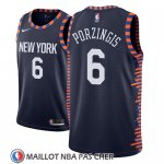 Maillot New York Knicks Kristaps Porzingis No 6 Ciudad 2018-19 Bleu