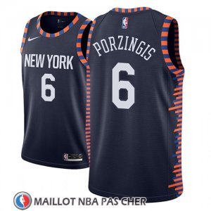 Maillot New York Knicks Kristaps Porzingis No 6 Ciudad 2018-19 Bleu