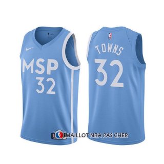 Maillot Minnesota Timberwolves Karl-anthony Towns Ville 2019-20 Bleu