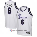 Maillot Enfant Los Angeles Lakers LeBron James NO 6 Ville 2022-23 Blanc