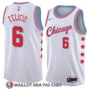 Maillot Chicago Bulls Cristiano Felicio No 6 Ciudad 2018 Blanc