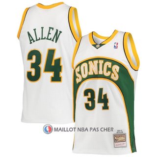 Maillot Seattle Supersonics Ray Allen NO 34 Mitchell & Ness 2006-07 Blanc