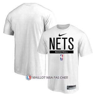 Maillot Manche Courte Brooklyn Nets Practice Performance 2022-23 Blanc