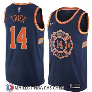 Maillot New York Knicks Allonzo Trier No 14 Ciudad 2018 Bleu