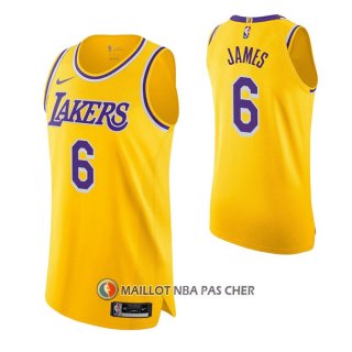Maillot Los Angeles Lakers LeBron James NO 6 Icon Authentique Jaune