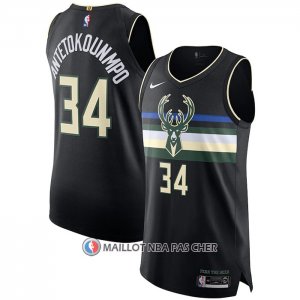 Maillot Milwaukee Bucks Giannis Antetokounmpo NO 34 Statement Authentique Noir