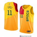 Maillot Milwaukee Bucks Brook Lopez Ville 2018-19 Jaune