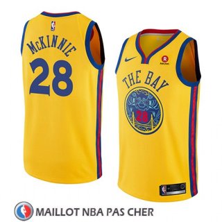 Maillot Golden State Warriors Alfonzo Mckinnie No 28 Ciudad 2018-19 Jaune