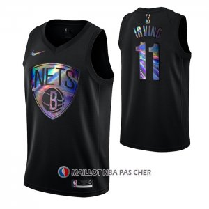 Maillot Brooklyn Nets Kyrie Irving Iridescent Logo Noir