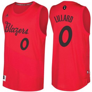 Maillot Navidad 2016 Damian Lillard Blazers 0 Rouge
