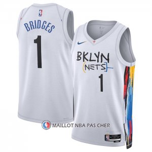 Maillot Brooklyn Nets Mikal Bridges NO 1 Ville 2022-23 Blanc