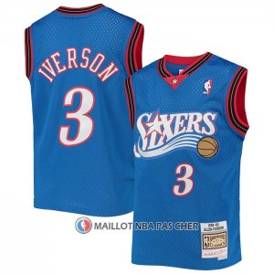 Maillot Enfant Philadelphia 76ers Allen Iverson NO 3 Mitchell & Ness 1999-00 Bleu