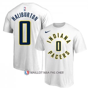 Maillot Manche Courte Indiana Pacers Tyrese Haliburton Blanc
