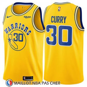 Maillot Golden State Warriors Stephen Curry No 30 Hardwood Classic 2018 Jaune