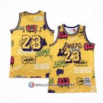 Maillot Los Angeles Lakers LeBron James Slap Sticker Mitchell & Ness 2018-19 Jaune