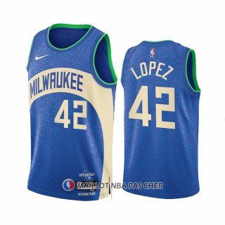 Maillot Milwaukee Bucks Robin Lopez NO 42 Ville 2023-24 Bleu