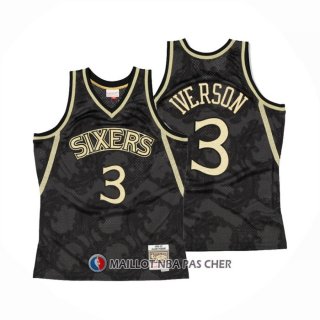 Maillot Philadelphia 76ers Allen Iverson NO 3 Mitchel & Ness 1996-97 Noir