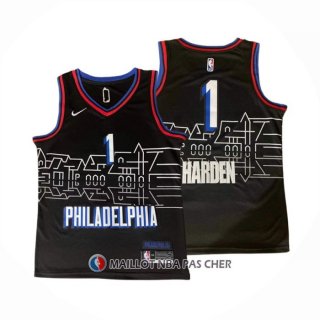 Maillot Philadelphia 76ers James Harden NO 1 Ville 2020-21 Noir