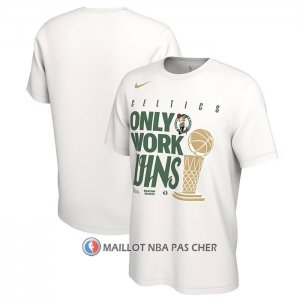 Maillot Manche Courte Boston Celtics 2024 NBA Finals Champions Celebration Parade Blanc