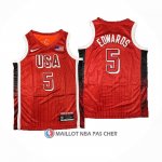 Maillot USA 2024 Anthony Edwards NO 5 Jeux Olympiques Rouge