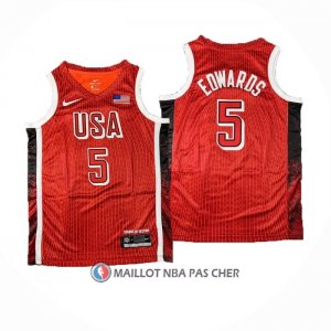 Maillot USA 2024 Anthony Edwards NO 5 Jeux Olympiques Rouge