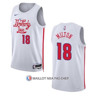 Maillot Philadelphia 76ers Shake Milton NO 18 Ville 2022-23 Blanc