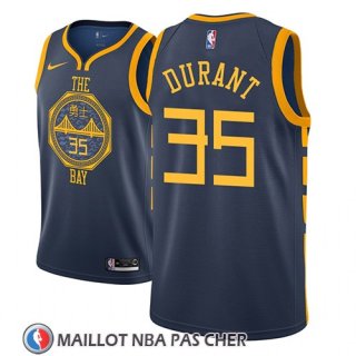 Maillot Golden State Warriors Kevin Durant No 35 Ciudad 2018-19 Bleu