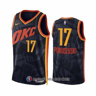 Maillot Oklahoma City Thunder Aleksej Pokusevski NO 17 Ville 2023-24 Noir