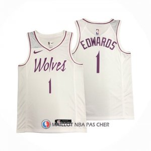 Maillot Minnesota Timberwolves Anthony Edwards NO 1 Earned Blanc