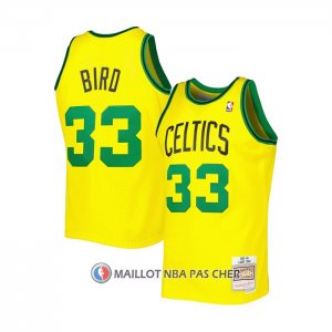 Maillot Boston Celtics Larry Bird NO 33 Mitchell & Ness 1985-86 Jaune