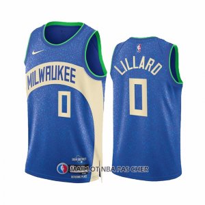 Maillot Milwaukee Bucks Damian Lillard NO 0 Ville 2023-24 Bleu