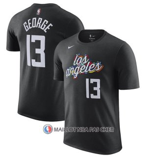Maillot Manche Courte Los Angeles Clippers Paul George Ville 2022-23 Noir