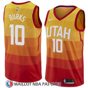 Maillot Utah Jazz Alec Burks No 10 Ciudad 2018 Jaune