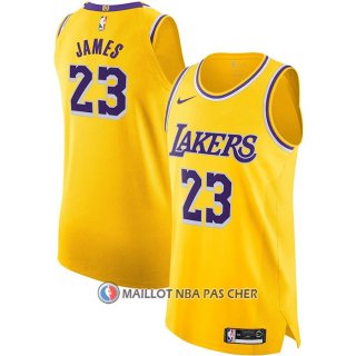 Maillot Los Angeles Lakers LeBron James NO 23 Icon Authentique Jaune