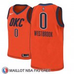Maillot Oklahoma City Thunder Russell Westbrook No 0 Earned 2018-19 Orange