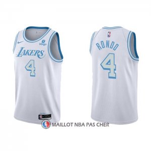 Maillot Los Angeles Lakers Rajon Rondo NO 4 Ville 2021-22 Blanc