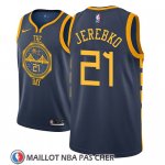 Maillot Golden State Warriors Jonas Jerebko No 21 Ciudad 2018-19 Bleu