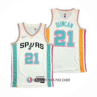 Maillot San Antonio Spurs Tim Duncan NO 21 Ville 2021-22 Blanc
