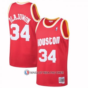 Maillot Houston Rockets Hakeem Olajuwon NO 34 Mitchell & Ness 1993-94 Rouge