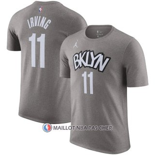 Maillot Manche Courte Brooklyn Nets Kyrie Irving Statement Gris