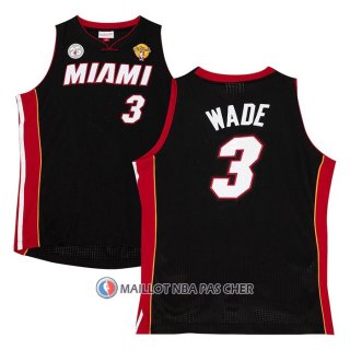 Maillot Miami Heat Dwyane Wade NO 3 Mitchell & Ness 2012-13 Authentique Noir