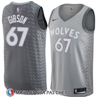Maillot Minnesota Timberwolves Taj Gibson No 67 Ciudad 2018 Gris