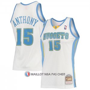 Maillot Denver Nuggets Carmelo Anthony NO 15 Mitchell & Ness 2006-07 Blanc