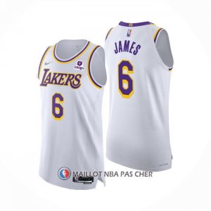 Maillot Los Angeles Lakers LeBron James NO 6 Association Authentique Blanc