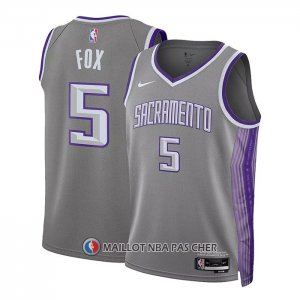 Maillot Enfant Sacramento Kings De'aaron Fox NO 5 Ville 2022-23 Gris